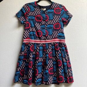 NWT Catimini Printed Kids Cotton Dress Size 2 (Fits 12M-2T)